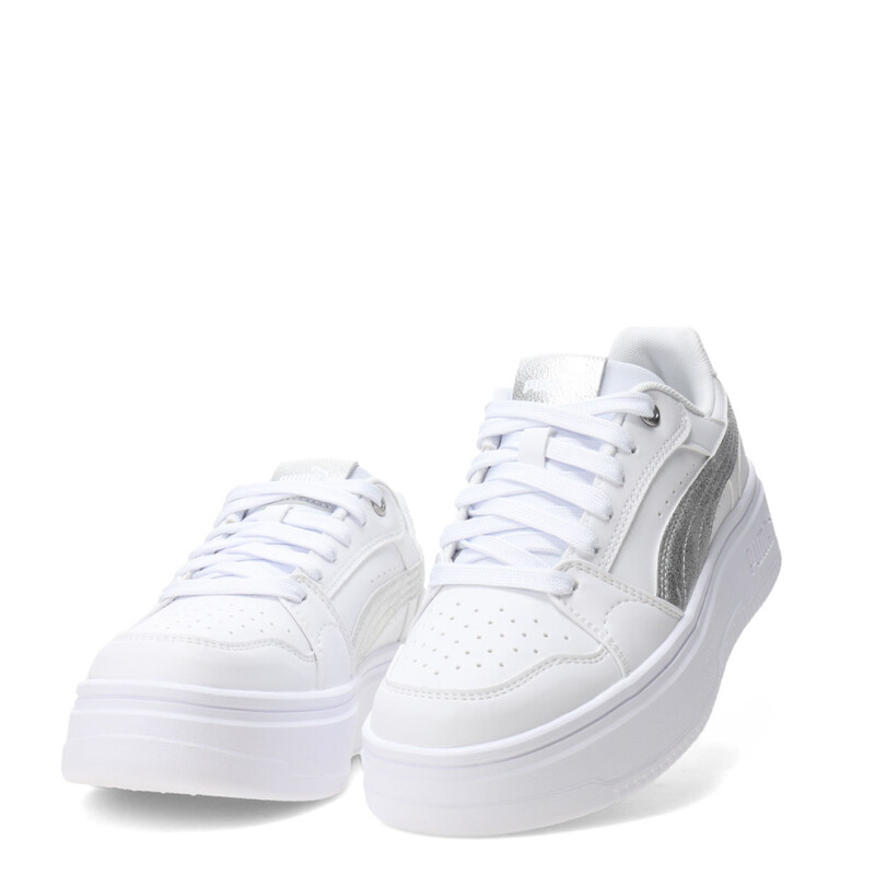 Championes de Mujer Puma Rebound Low Metalic Plataforma Blanco - Plata