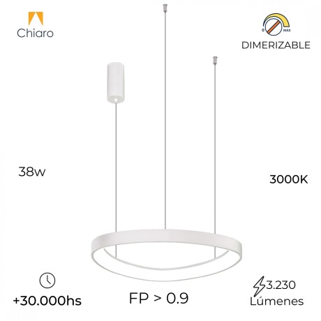 Luminaria Led Diseño triangular Dimerizable 38W, 45cm BLANCO