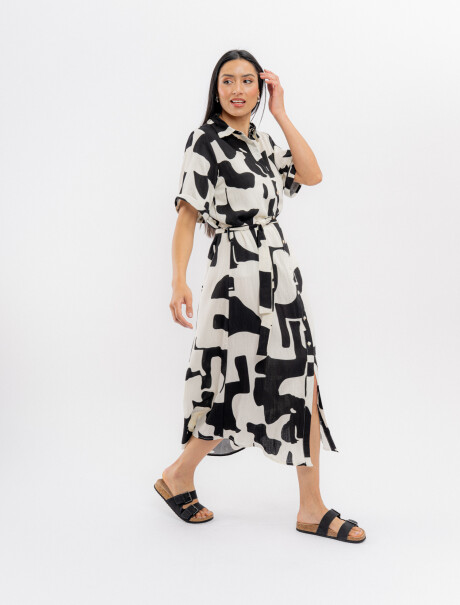 Vestido camisero estampado negro
