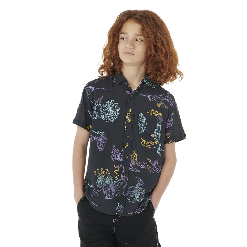 Camisa Rip Curl Tropic Daze Floral Niño - Negro Camisa Rip Curl Tropic Daze Floral Niño - Negro