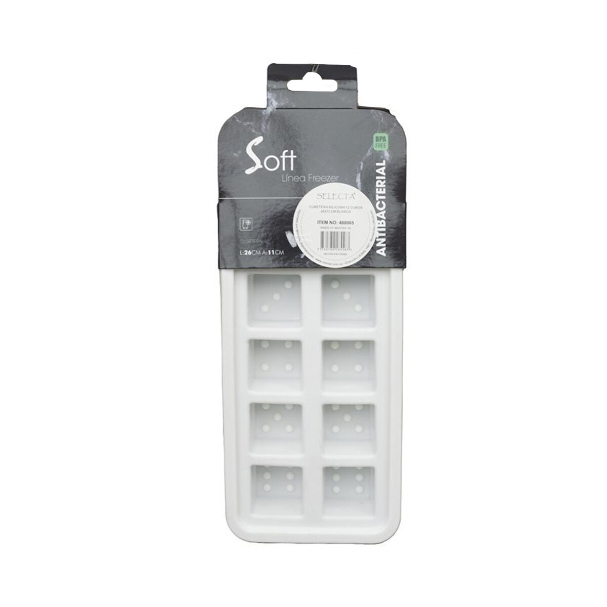 Cubetera de silicona 12 cubos 26 x 11cm - BLANCO 