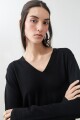 Sweater escote V negro