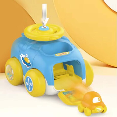Juego Auto Catapulta + 2 Mini Autitos Plástico Bebé Huanger Celeste