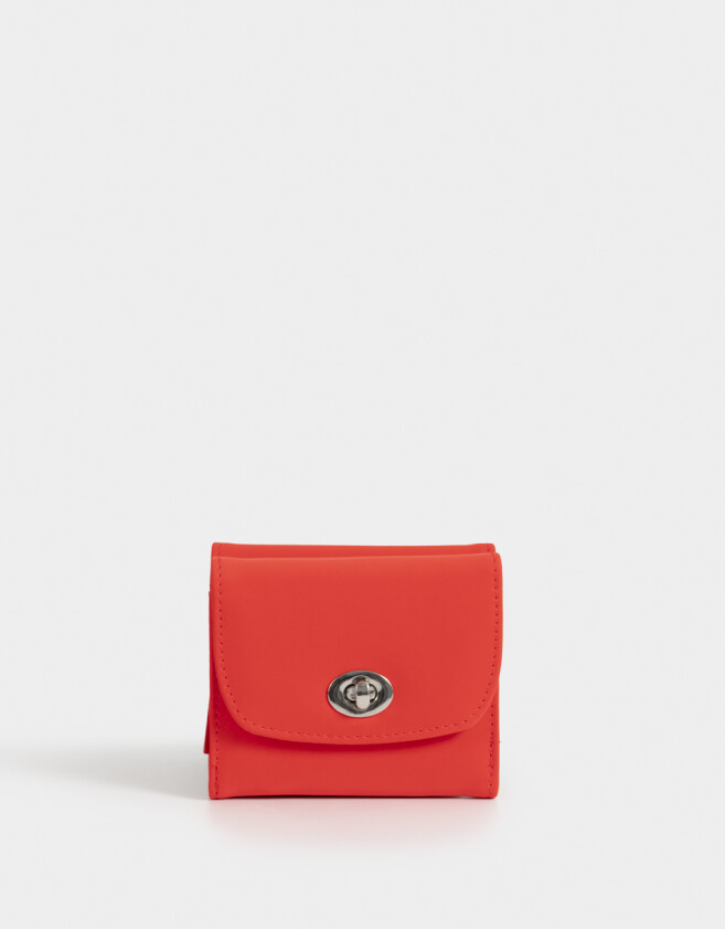 Billetera Clasico Billetera De Cuerina Con Broche - Rojo Medio
