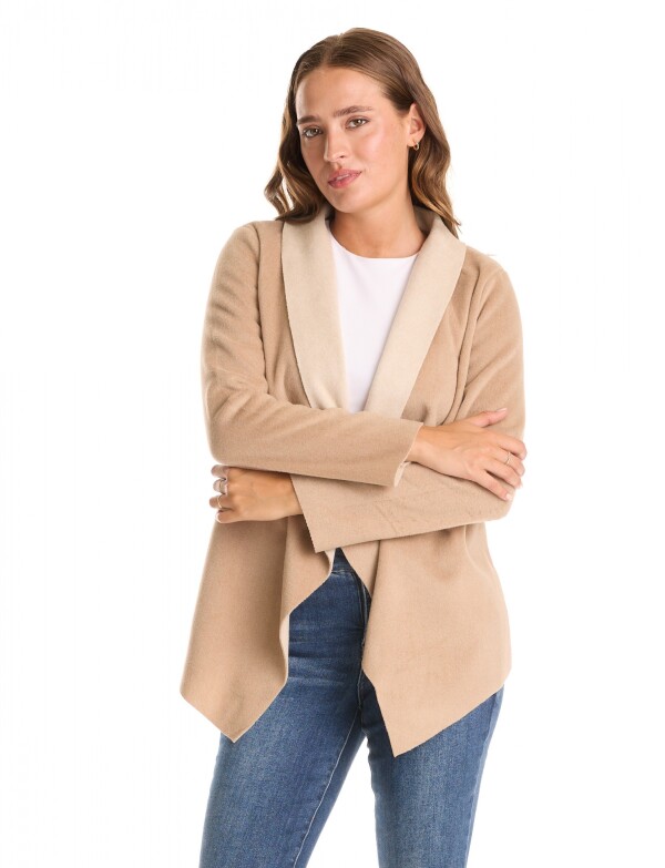 Cardigan Soft & Solapa Contraste BEIGE OSCURO
