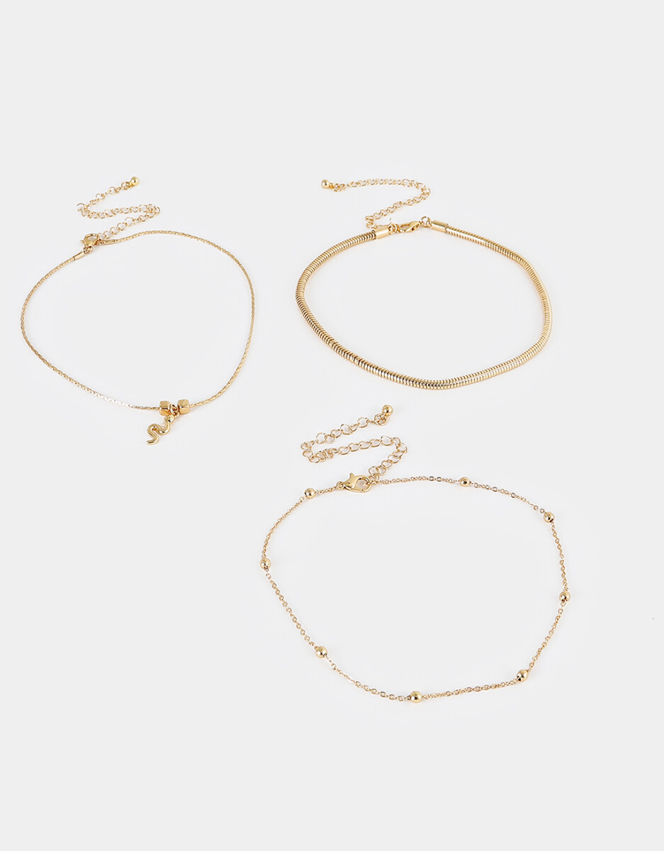 Chokers Set Bañado En Oro Mistico 