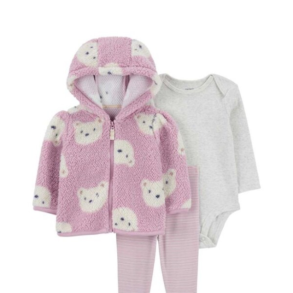 Conjunto Carters Campera Fleece , calza y bodie OSO ROSA RN Conjunto Carters Campera Fleece , calza y bodie OSO ROSA RN
