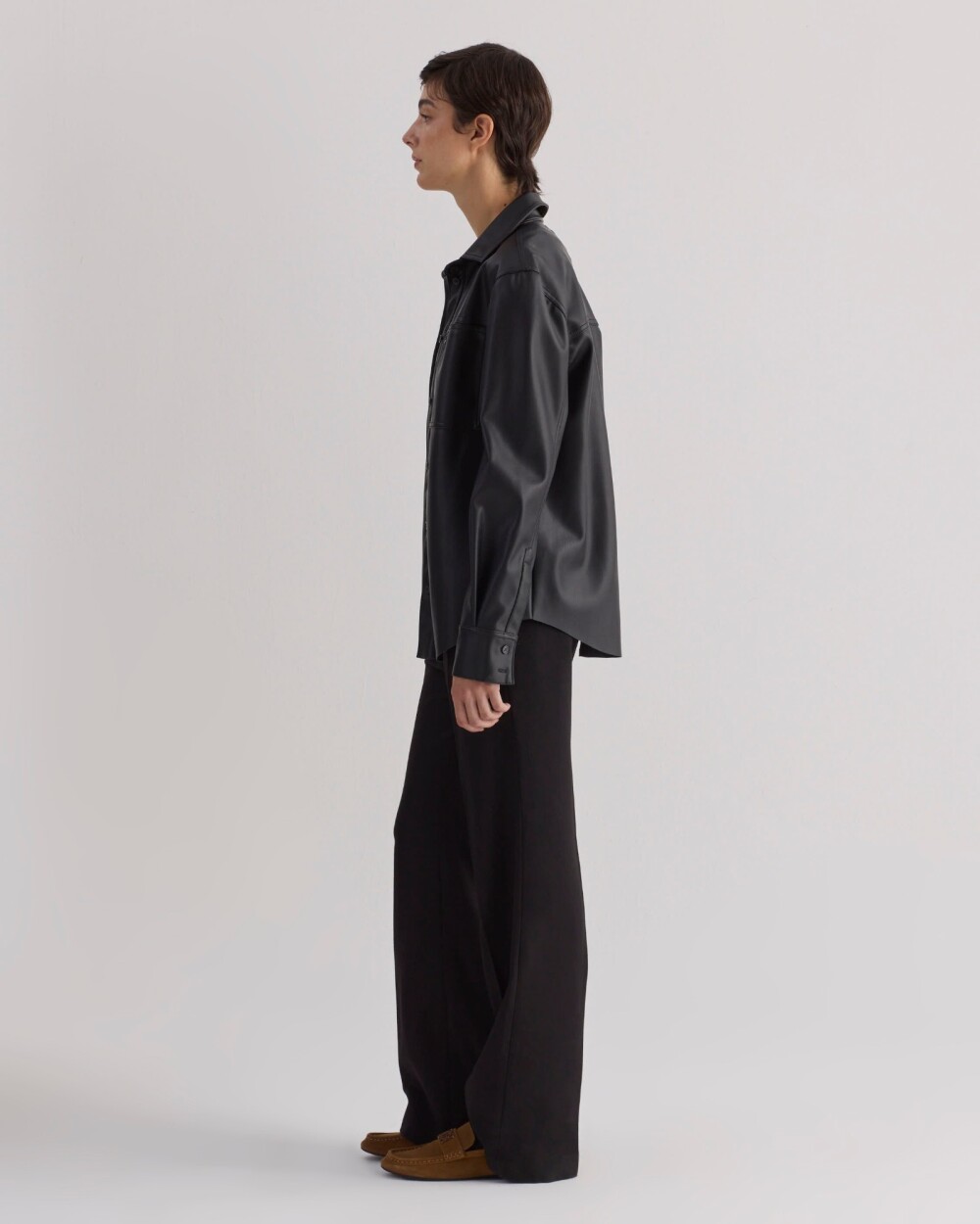 Camisa claire efecto cuero Negro