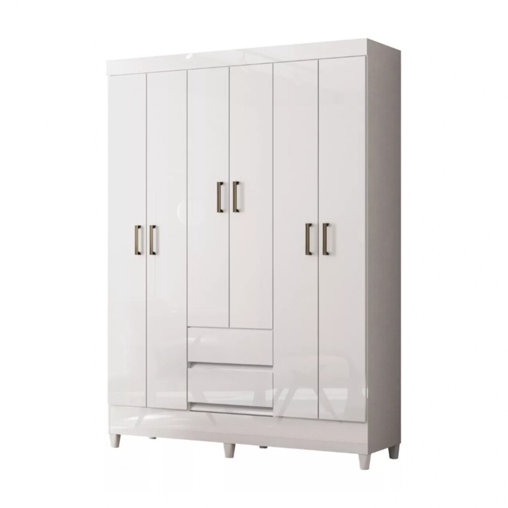 Ropero 6 puertas 2 cajones - Blanco - Linea FIT Ropero 6 puertas 2 cajones - Blanco - Linea FIT