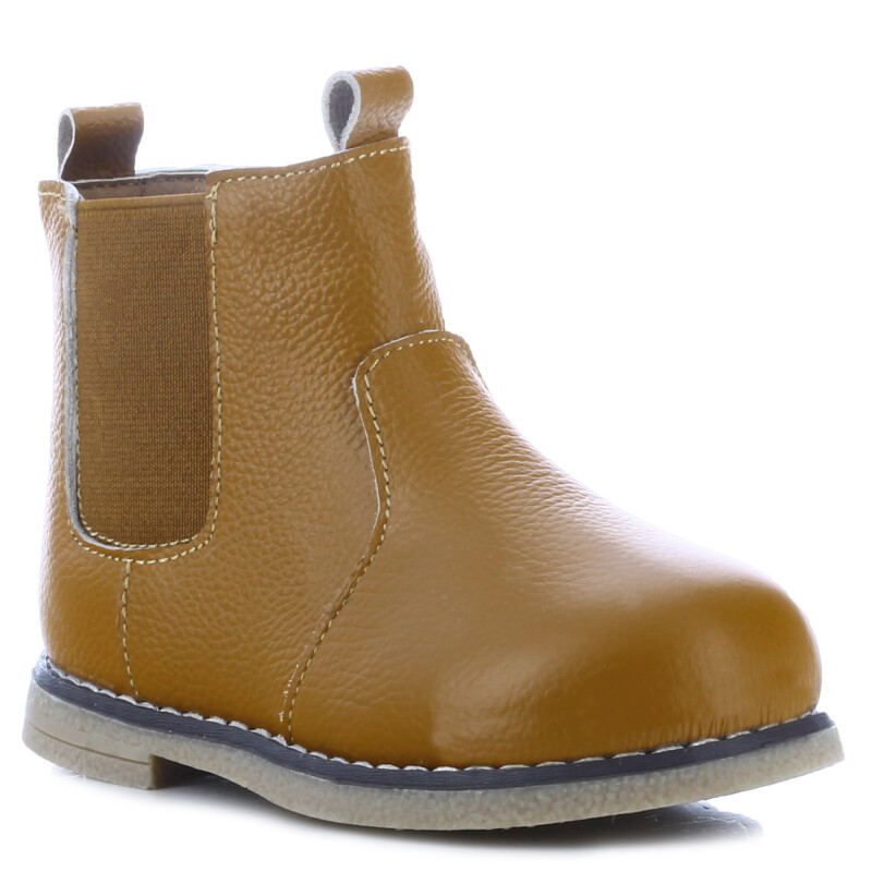 Bota de Niña Mini Miss Carol STAR de cuero con elasticos Tan