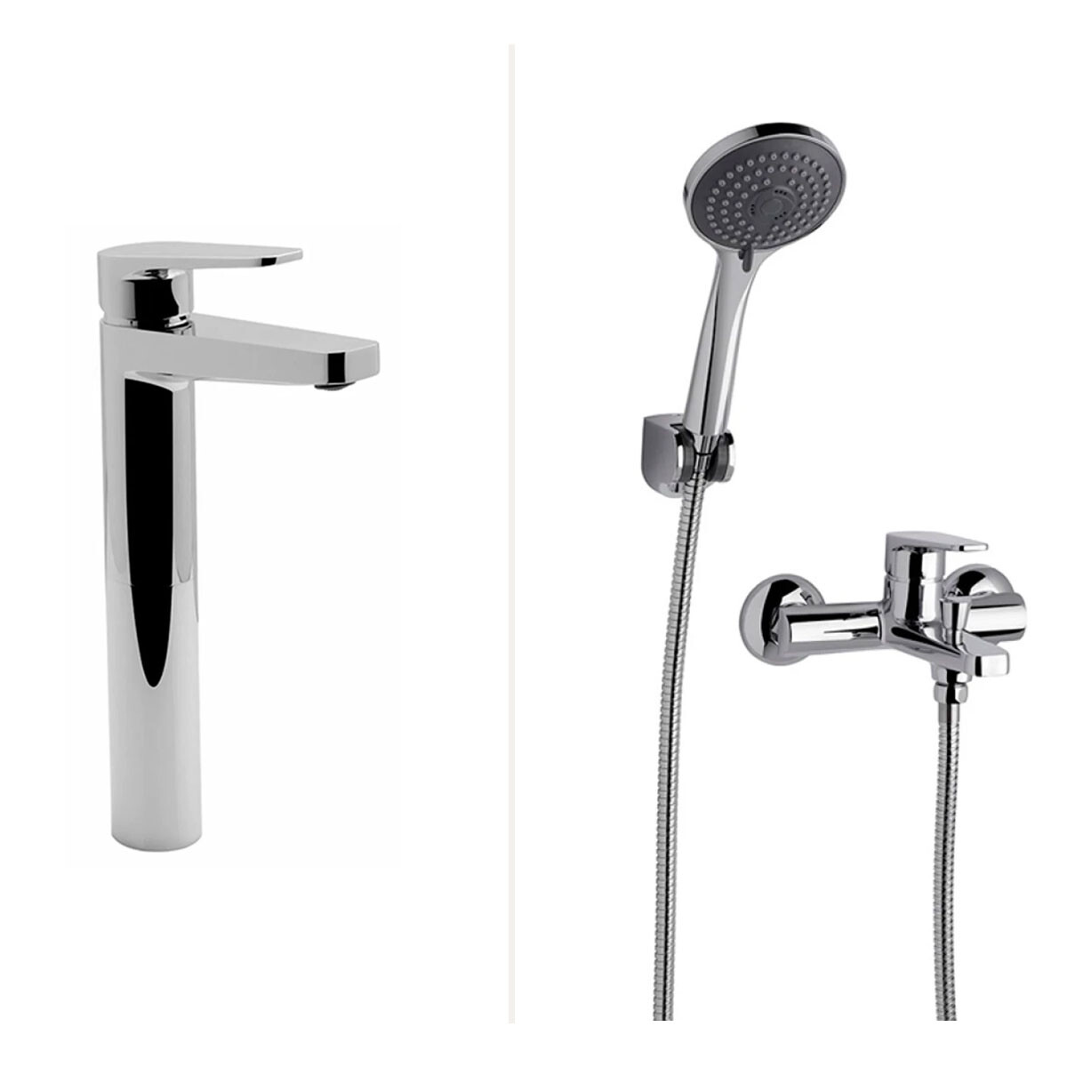Juego De Griferia Monocomando Cromo Brillo Linea Zoe 