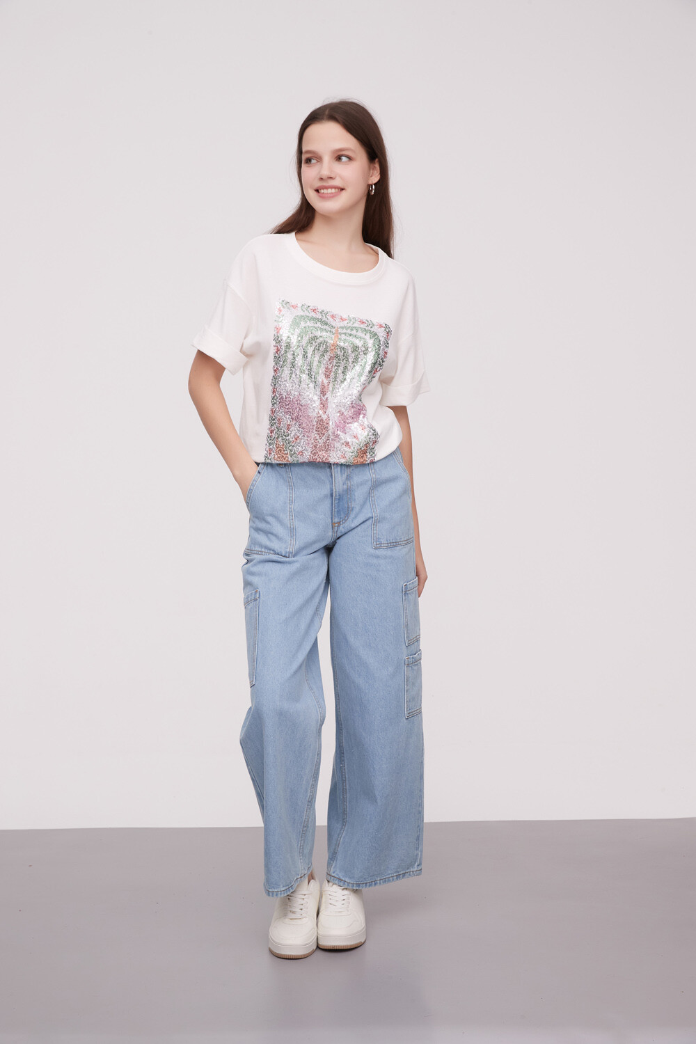 Pantalon Dalias Celeste Grisaceo