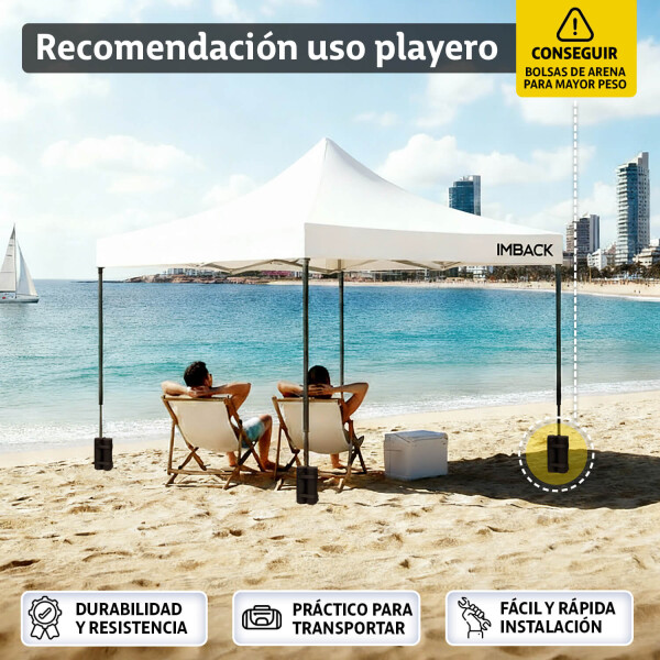 Gazebo Plegable 3x3 M Auto armable Toldo Playa Jardin Carpa Tela 600d IMBACK Color Blanco Gazebo Plegable 3x3 M Auto armable Toldo Playa Jardin Carpa Tela 600d IMBACK Color Blanco
