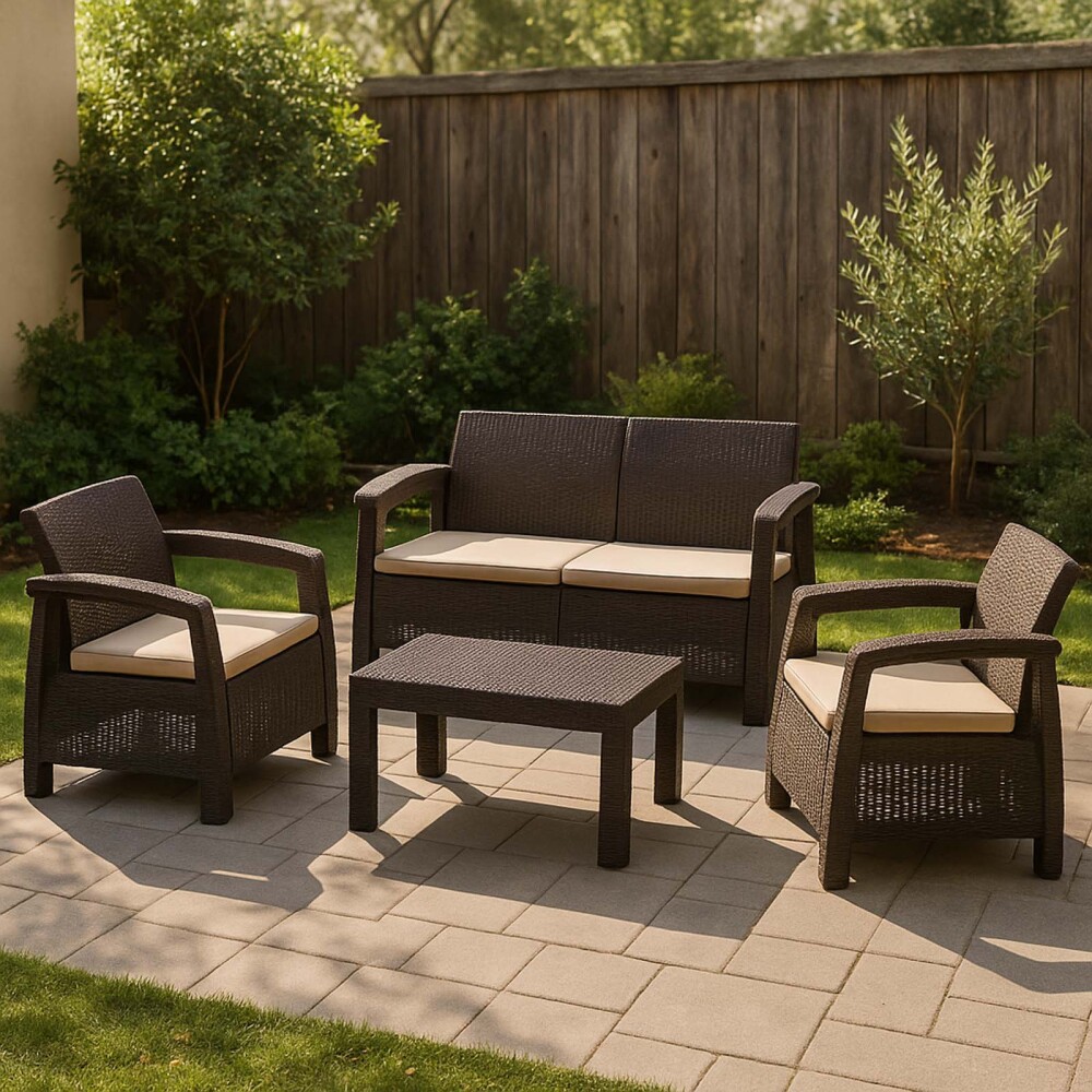 SET DE LIVING POLIPROPILENO MARRON TURIM
