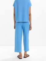 Top De Punto Con Cuello V azul
