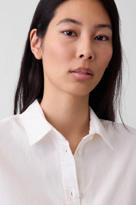 Camisa Lino Marga Corta Mujer New Off White