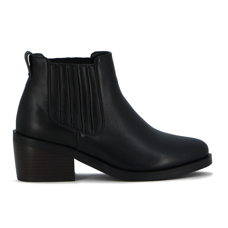 Darkness Bota Dama Caña Media Con Elastico Y Taco Bajo - Negro Negro