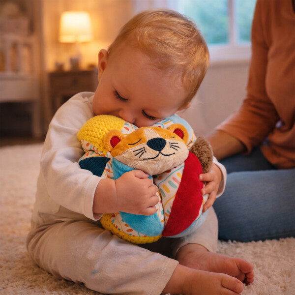 Pelota De Peluche Juguete Estimulación Sensorial Para Bebé Color Beige