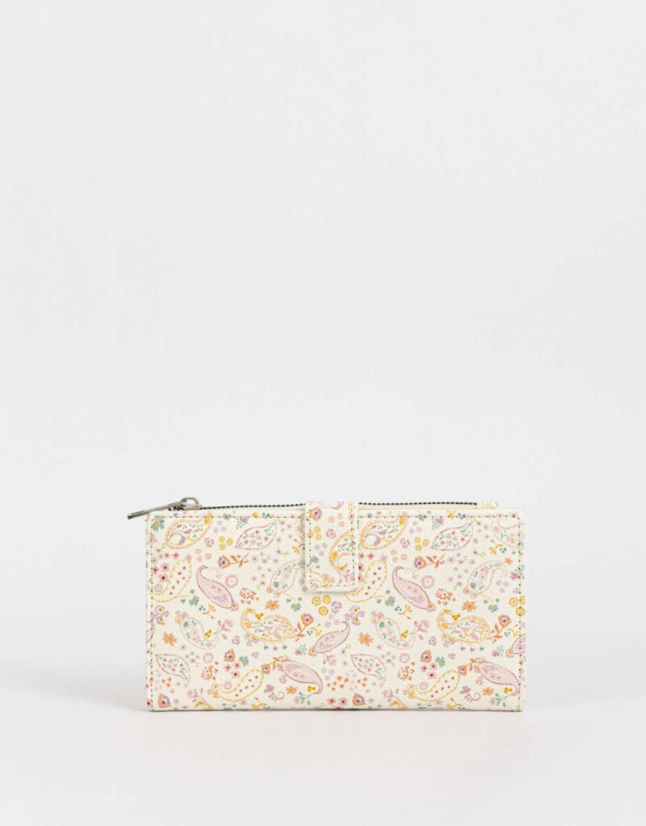 Billetera Fichero Con Snap - Estampado Flores 