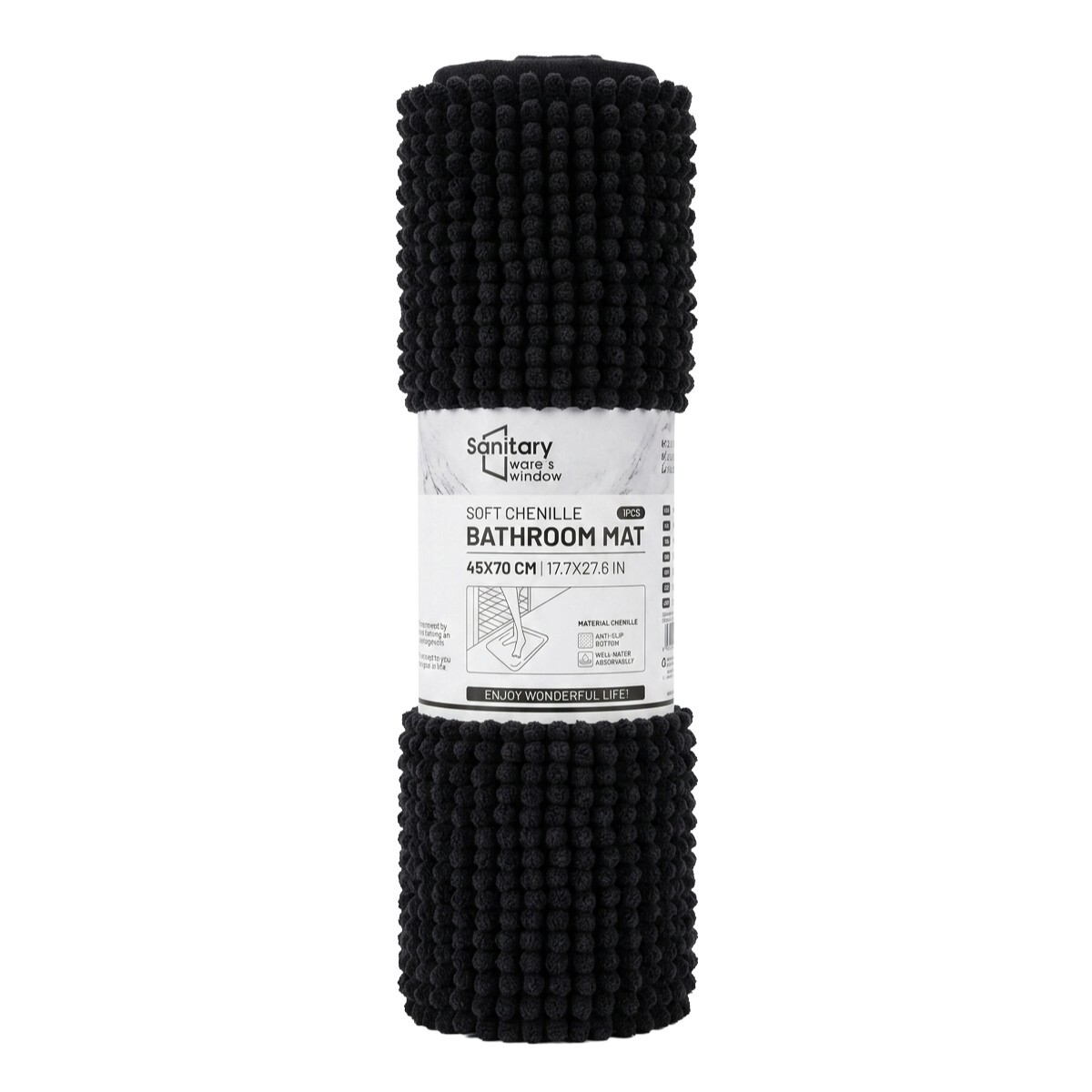 ALFOMBRA NEGRA P/BAÑO 45X70CM 