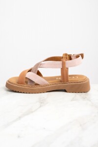 Sandalia Cuero Combinada Mocha
