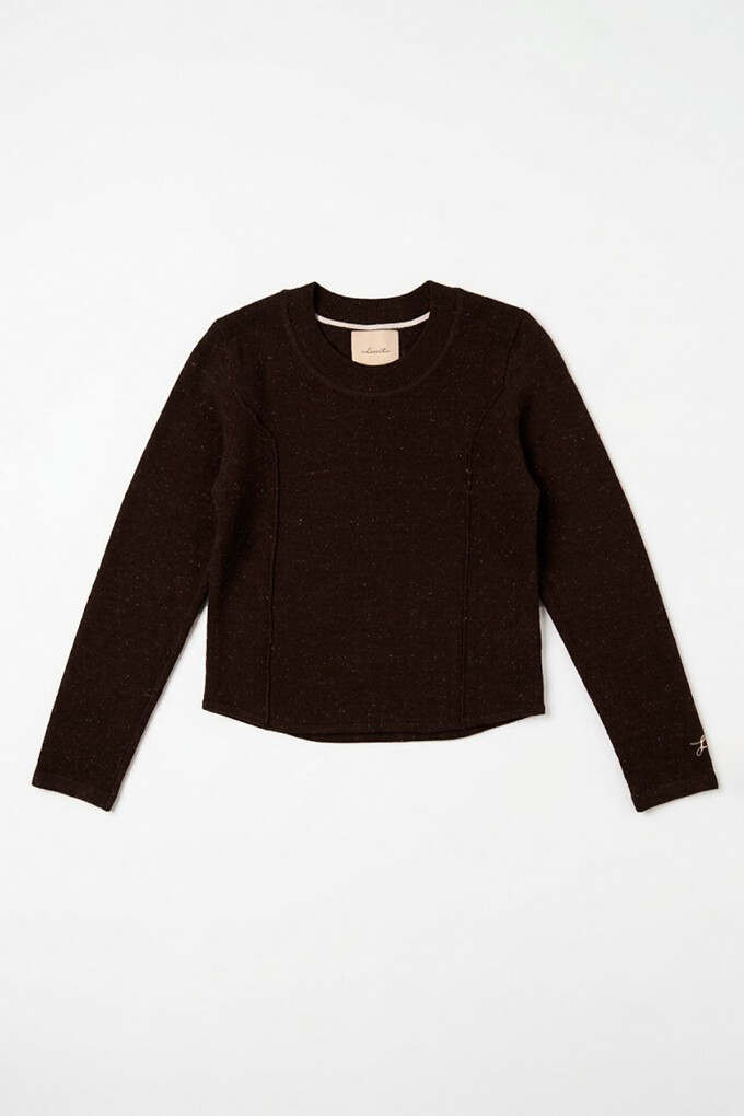 SWEATER U BOUTONE MARRON