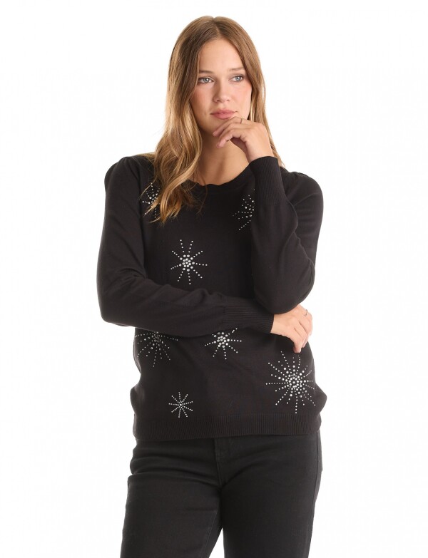Buzo Destellos Strass NEGRO
