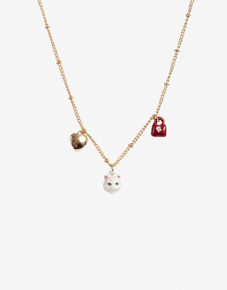 Collares Cortos Metal Collar Multicharm Bañado En Oro - Dorado
