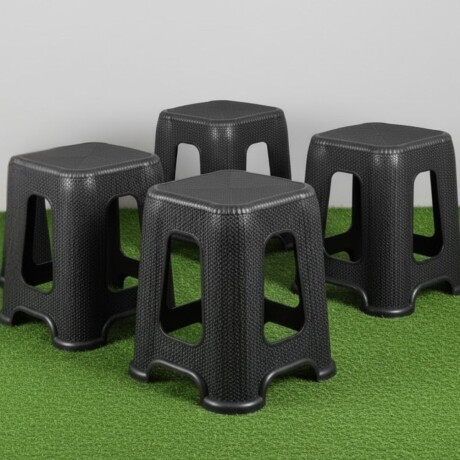 Set x4 Banquetas simil ratán NEGRO