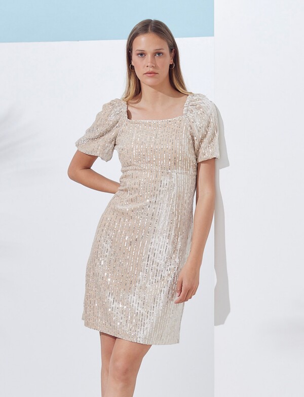 Vestido Lentejuelas BEIGE