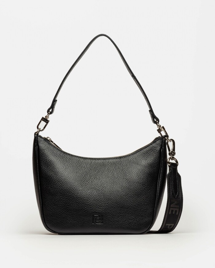 Bandolera Venice en cuero graneado Negro