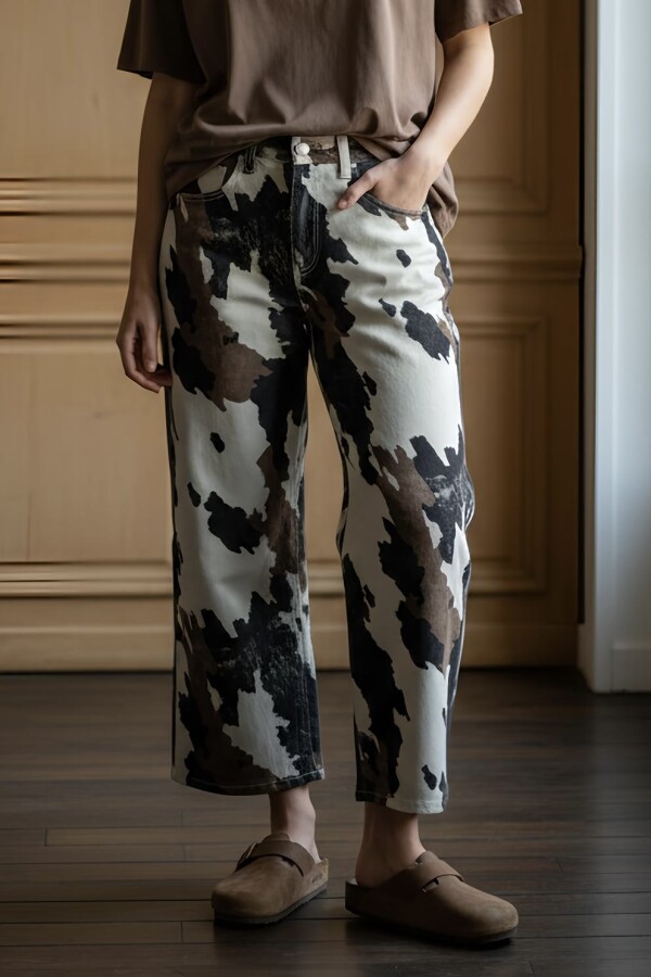Jean Wide Leg Print Vaca Print