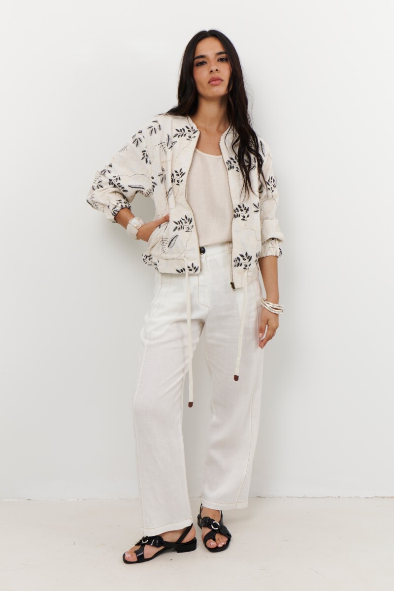 BOMBER BORDADA NATURAL