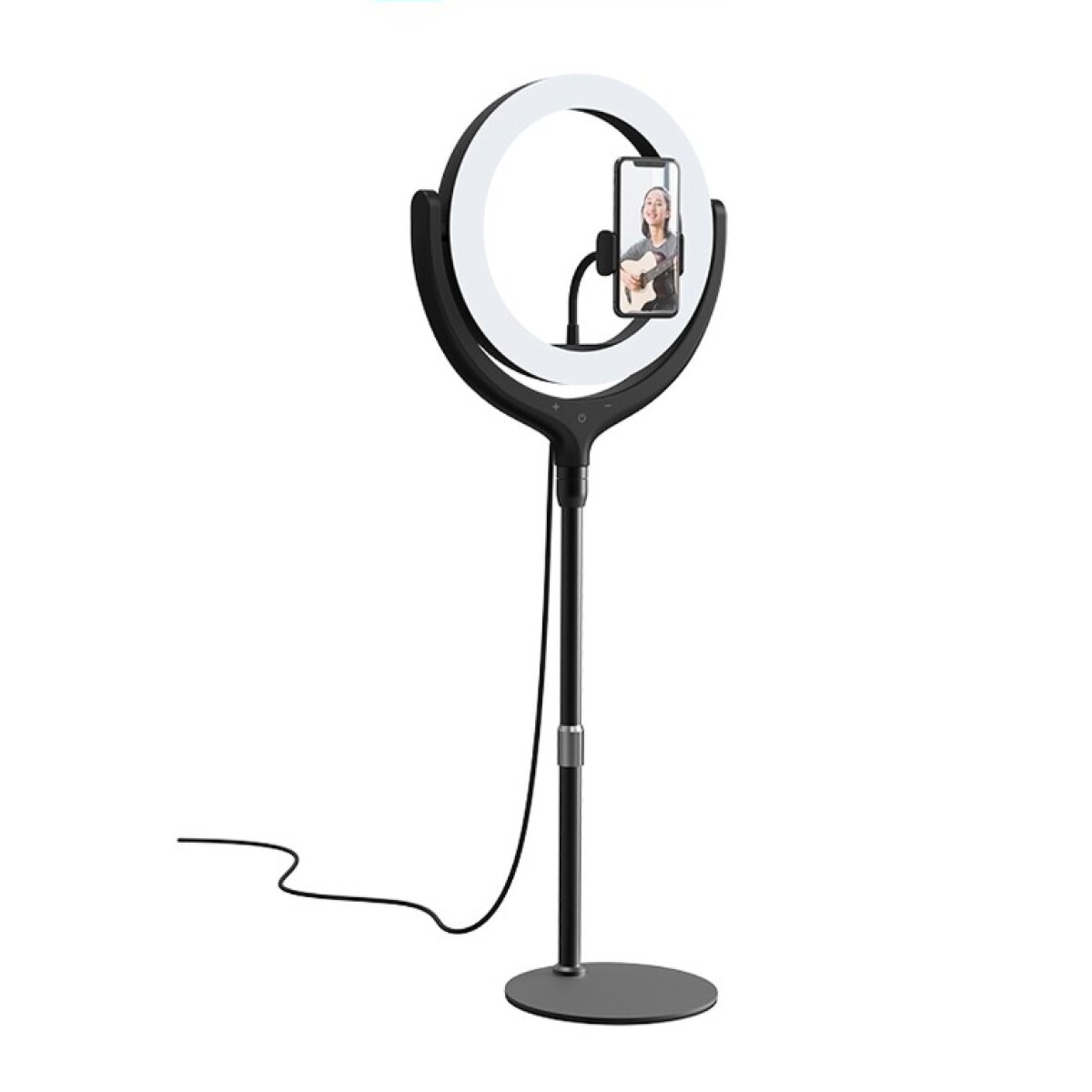 Aro de luz led 8' 40cm live streaming stand with ring light f-537a Black