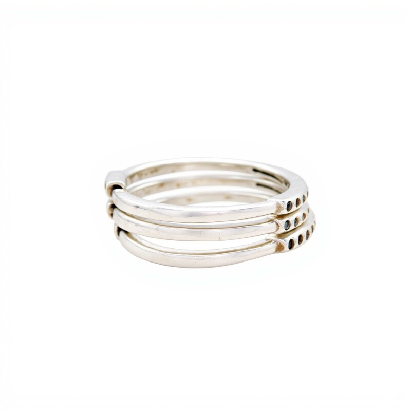 Anillo Triple-Plata 925-Piedra Ónix-AN3851 conpiedra