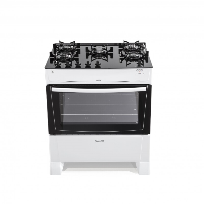 Cocina A Gas James 5 Hornallas Blanca Con Mesada De Vidrio Negra Cocina A Gas James 5 Hornallas Blanca Con Mesada De Vidrio Negra