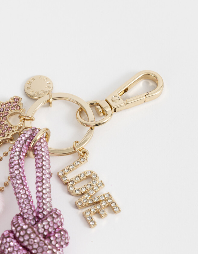 Llavero Strass Llavero Y Charm Con Peluche De Conejo - Rosa Claro