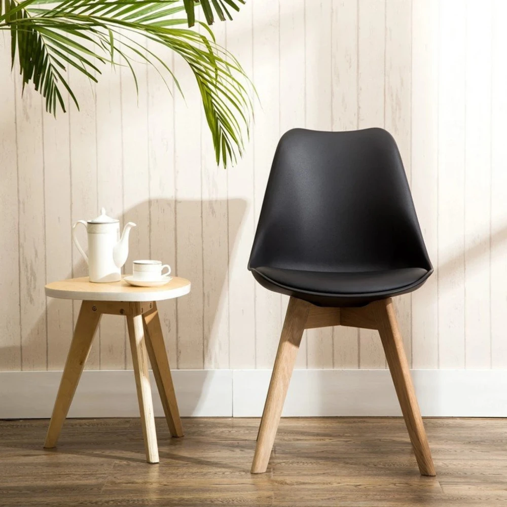 Silla Eames Joly - Acolchonado - Base De Madera Negro