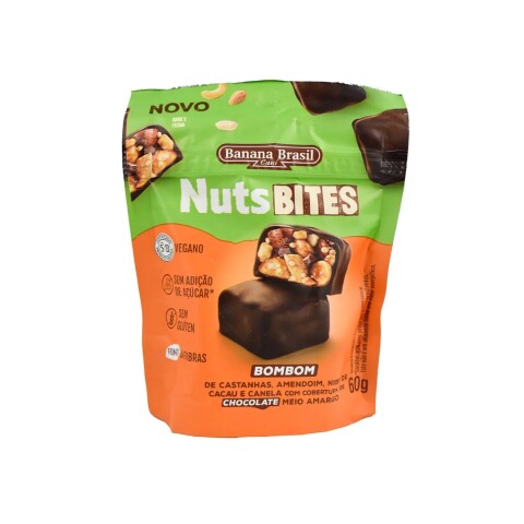 Nuts Bites Castañas Maní y Cacao 60g Banana Brasil Nutsbites Vegano 60g