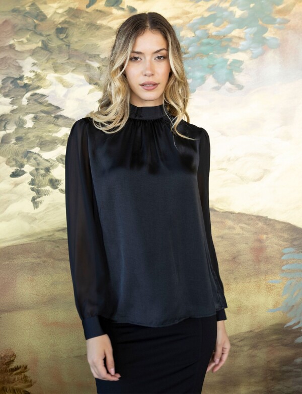 Blusa Gasa & Saten NEGRO