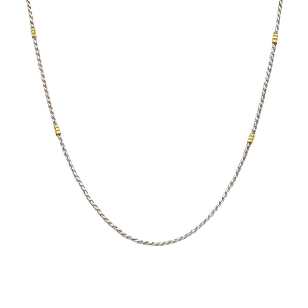 Cadena Espiga-Plata y Oro-Sin Piedra-CD5017 sinpiedra