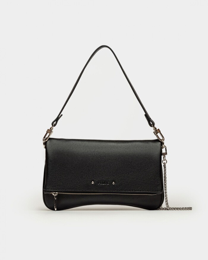Bandolera Curve en cuero graneado Negro