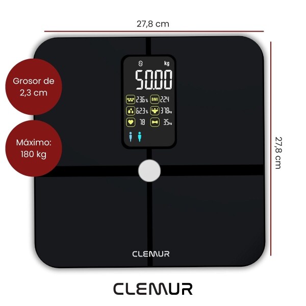 Balanza Baño Inteligente Monitor Digital Bascula Profesional app smart led 180 Kg Imback Color Gris Oscuro Balanza Baño Inteligente Monitor Digital Bascula Profesional app smart led 180 Kg Imback Color Gris Oscuro