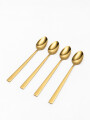 Cuchara Asher Mango Largo Set 4un,dorado Brillante Color Unico