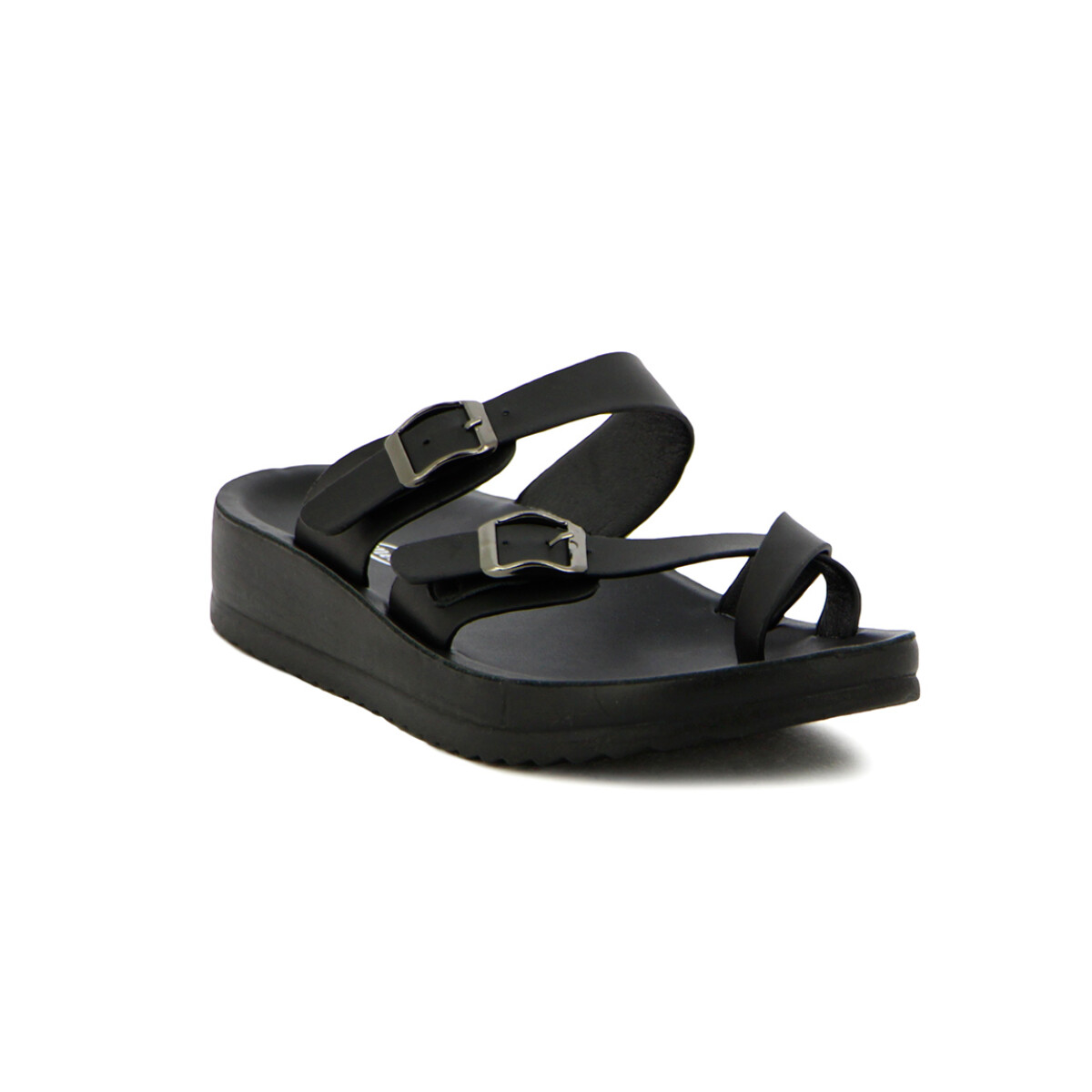 Sandalias Mujer Darkness Tira Cruzada Y Hebillas - Negro 