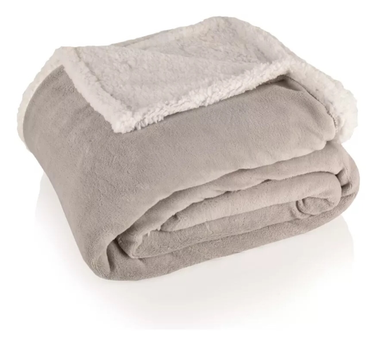 Frazada Reversible Flannel Jacquard Con Sherpa 150x200 - Gris claro 