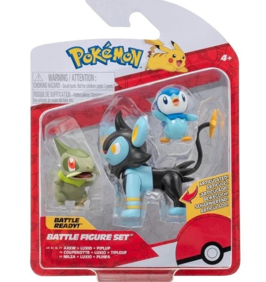 Set Figuras De Batalla X3 - Axew + Luxio + Piplup 