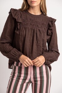 Blusa Con Volados Chocolate