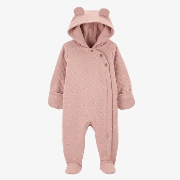 Enteritos Carters Algodón forrado de abrigo con pie 3M Flower Rosa