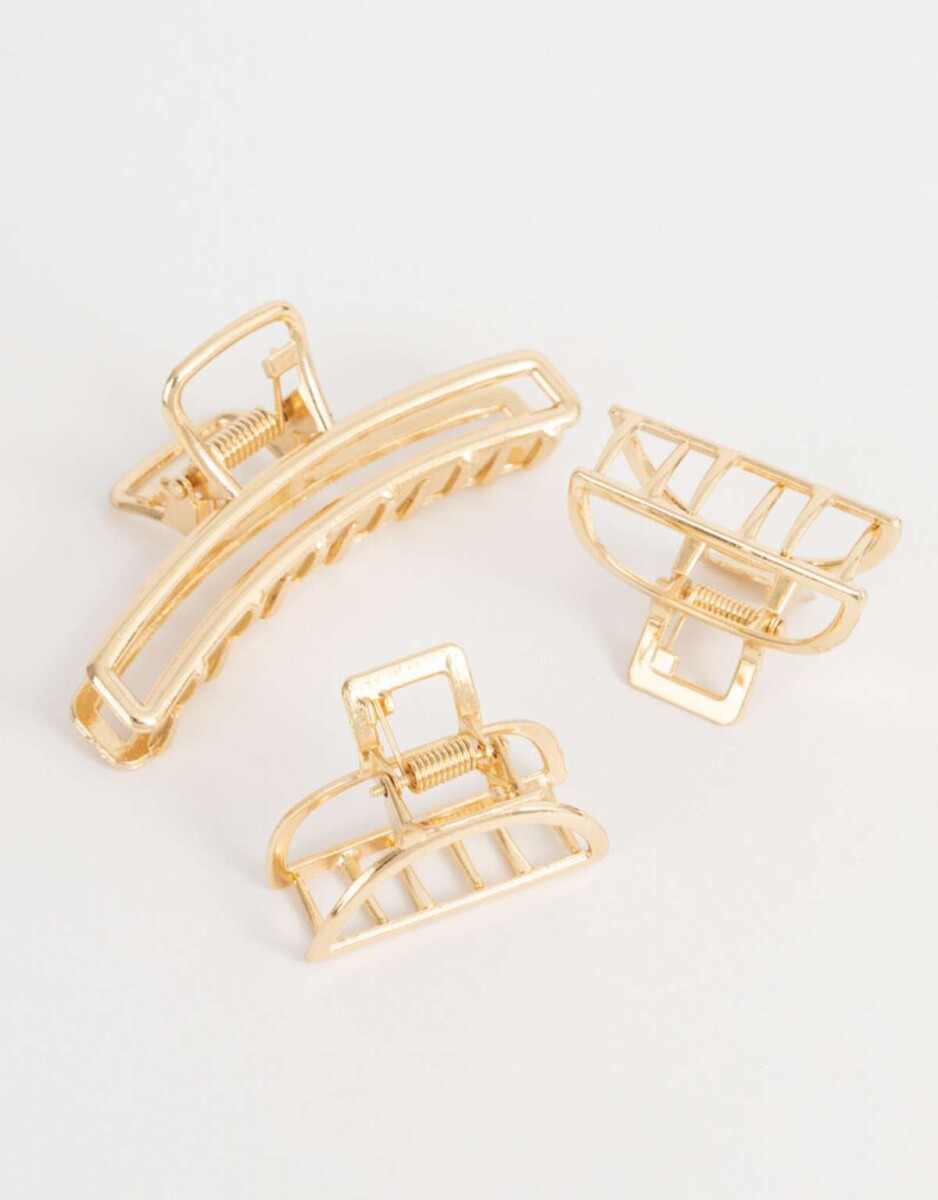 Set De Broches Metálicos - Dorado 